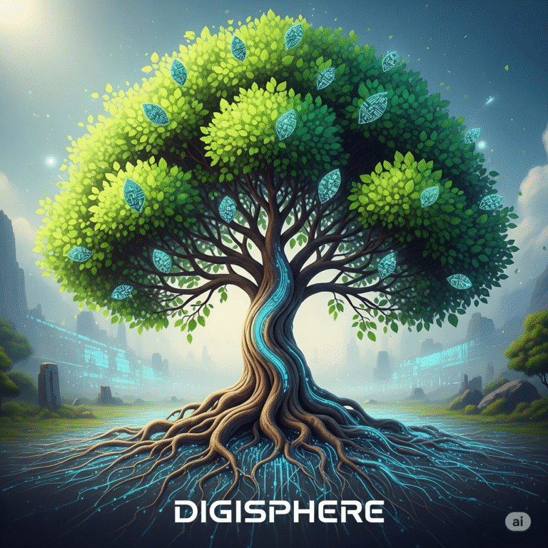 l'arbre de vie est le symbole de digisphere avec Connexion et réseau,idée de bâtir une communauté et un réseau de clients.