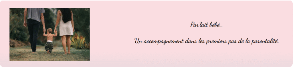 header de Parlaitbebe.frCréation de site web WordPress et identité visuelle pour consultante en lactation Par'Lait Bébé.